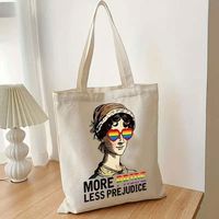 Bolsa de Mano Reutilizable de Gran Capacidad con Diseño de Orgullo LGBT, con la Frase 'Más Orgullo, Menos Prejuicios', Bolsa de Hombro para Regalo