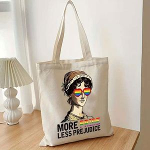 Bolsa de Mano Reutilizable de Gran Capacidad con Diseño de Orgullo LGBT, con la Frase 'Más Orgullo, Menos Prejuicios', Bolsa de Hombro para Regalo - Product Image 2