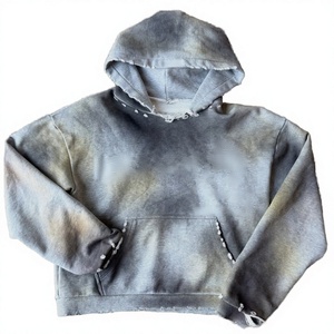 US Free Tax Custom 100% Cotton Screen Print Acid Wash <b>Vintage</b> <b>French</b> Terry Distressed Sun Faded Oversized High Street Streetwear - Product Image 4