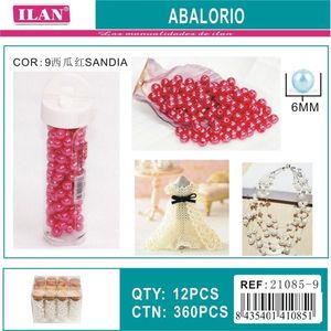 Perline ILAN Abalorio 6mm rosso Sandia per la creazione di gioielli, 12 pezzi per tubo - Product Image 3