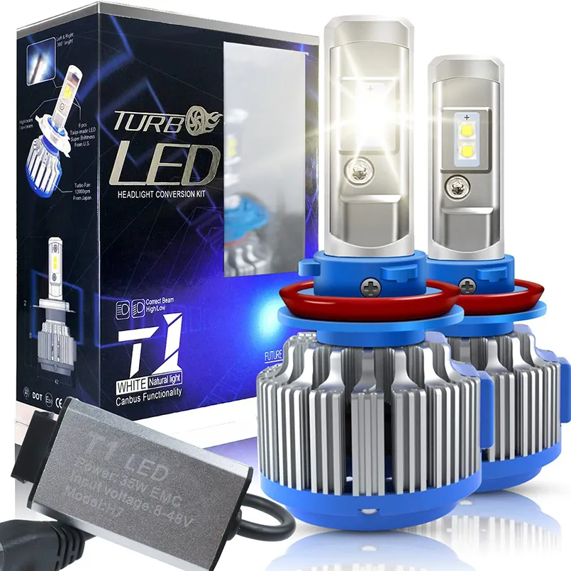 FDN araba ampülleri kafa lambaları T1 turbo 80W 8000LM H4 H7 9005 9006 9004 araba için led far Luces LED para otomobil faro bombillo