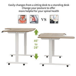 L Shaped Electric Standing Desk Adjustable Height Corner <b>Office</b> Desk With Side <b>Table</b> for Home <b>Office</b> Gaming - Product Image 2