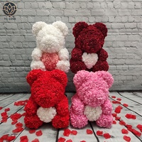 TC 25cm 40cm Ours en mousse PE personnalisé avec fleurs artificielles en forme de cœur, roses, décorations de mariage, cadeaux Saint-Valentin et Fête des Mères, ours en roses Teddy