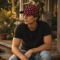 Casquette de baseball personnalisée avec logo imprimé cœur rouge, chapeau assorti pour couple, streetwear structuré 6 panneaux en coton, chapeau de mode pour l'extérieur