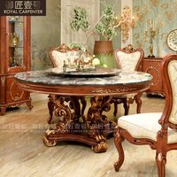 Ensemble table et chaises de salle à manger en bois massif de style américain et européen, table ovale en marbre de style américain, inspiré de la cour royale française