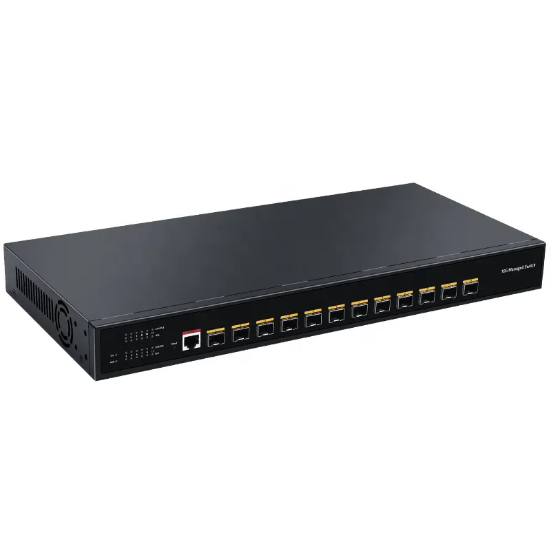 Conmutador Ethernet SFP + de 12 puertos 10G, conmutador de red óptica de 10000Mbps gestionado L3 con QoS/VLAN/IGMP/DHCP 1U para montaje en rack