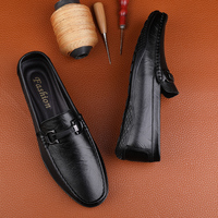 Mocassins en cuir véritable pour hommes avec logo personnalisé, MOQ1, de haute qualité, chaussures plates décontractées pour la conduite, formelles et de bureau