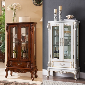 Cổ châu Âu đôi cửa rượu TV bên tủ Mỹ rắn gỗ treo tường kính lưu trữ đồ nội thất phòng khách nhà - Product Image 4