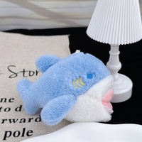 Porte-clés en peluche requin bleu mini mignon personnalisé, prix d'usine, en fausse fourrure de lapin douce et moelleuse, cadeau pour enfants