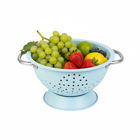 Cesto Multifuncional para Drenar Legumes e Frutas, Tigela de Aço para Lavar Frutas, Escorredores com Dupla Alça