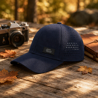 Casquette de golf personnalisée à 6 panneaux, perforée au laser en forme de goutte d'eau, respirante et légère, pour l'entraînement au golf