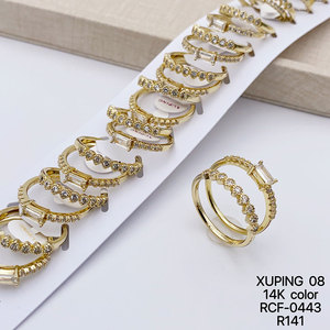 XUPING Jewelry Wholesale Elegant 14K Gold Color Plated Synthetic CZ Ladies Wedding Bridal <strong>Women</strong> Men Couple Stone <strong>Ring</strong> <strong>Set</strong> - Product Image 4