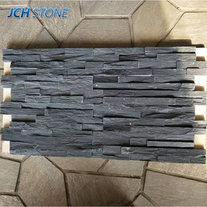 Mur <span class=keywords><strong>en</strong></span> <span class=keywords><strong>pierre</strong></span> empilé culturel d'ardoise noire faisant face au revêtement <span class=keywords><strong>de</strong></span> façade <span class=keywords><strong>de</strong></span> tuiles - Product Image 4