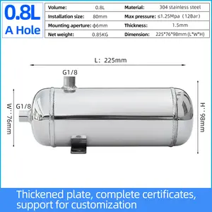 Tanque de pressão de aço inoxidável compressor de ar do tanque 0.8l da amostra pode ser personalizada