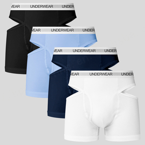 Taille moyenne hommes Boxer slip classique Logo bande élastique caleçon ouvert mouche poche marque personnalisée hommes sous-vêtements respirants - Product Image 2