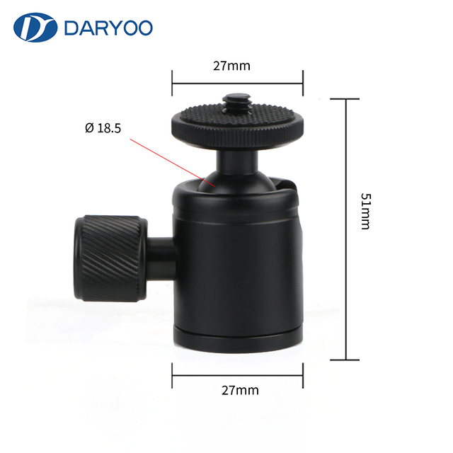 DARYOO 360 Degree Swivel Tripod Adapter Mini Ball Head Camera Mount for Tripod Monopod Dslr Flash Led Ring Light DV Camera Phone