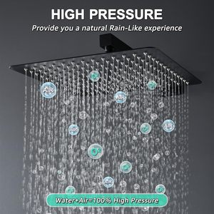 Juego de ducha termostática de techo cuadrado ennegrecido, sistema de baño en la pared, mezclador oculto de lluvia, accesorios de grifos de mano - Product Image 3