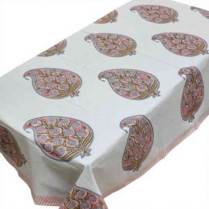 100% algodón bloque de mano impreso MESA DE LINO patrón bordado cubierta de mesa hecho a mano producto Real manteles - Product Image 1