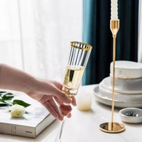 Copas de Vino de Cristal Hechas a Mano para Uso Doméstico, con Bordes Dorados, para Vinos Dulces, Bebidas Espumosas y Champán