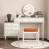Table de toilette moderne de luxe léger en bois massif crème, style vintage, pour petit appartement, avec armoire à maquillage extensible et multifonctionnelle, à placer au bout du lit