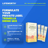 LIFEWORTH Marca Privada Mezcla de Bebida de Hongo Tremella 1000mg Belleza Hidratación Pomelo Limón 15 Sobres OEM ODM GMP HACCP