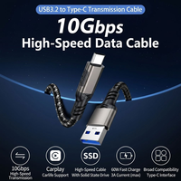 Kabel USB 3.2 a ke Tipe C 10Gbps 60W 3A Cangkang Aluminium Kabel Data Sinkronisasi dan Pengisian Daya untuk Laptop SSD Hard Drive Printer Mobil Meja Kerja