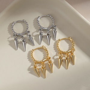 Pendientes de Espiga con Forma Geométrica Unisex en Color Blanco Dorado EKA-278 EKA-279 - Product Image 3