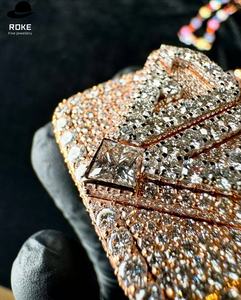 Anillo de Hip Hop Personalizado con Diamantes de Laboratorio VVS Icy Mosaic, Oro Rosa de 9K-18K, Anillo con Letra de Campeonato, Pasa el Test de Diamantes - Product Image 5