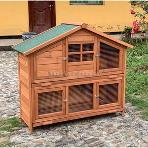 SHUNDA SDR038 Maison pour animaux de compagnie en bois écologique de grande taille, enclos pour lapins d'extérieur, design imprimé - Meubles pour animaux de compagnie pour la cour - Product Image 2