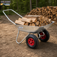 Carretilla de 65L Pre-Galvanizada con Doble Rueda y Neumático de 13 x 3.50-6 para Uso en Jardín