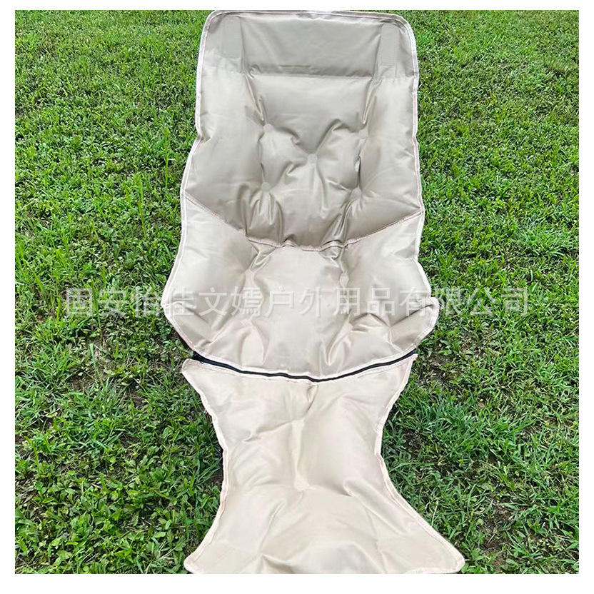 เก้าอี้ปรับเอนสีกากีแบบชิ้นเดียวพร้อมที่วางขาทำจากผ้าฝ้าย