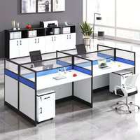 Poste de travail populaire pour quatre personnes avec cloison de rangement amovible tiroir bureau en vente meubles poste de travail bureau du personnel
