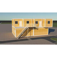 Villa modulaire préfabriquée à 2 étages en conteneurs, assemblage rapide, structure en acier portable, panneaux ondulés, balcon, escalier, sécurité