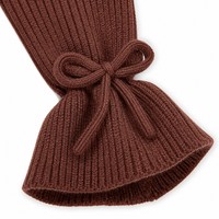 Pull-over en tricot à col rond marron pour enfants avec logo personnalisé, manches longues à nœud, en polyester, mignon, décontracté, automne-hiver, vente en gros