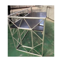 Structure de scène DJ portable en alliage d'aluminium à assemblage rapide pour événements et concerts, avec treillis pliable en contreplaqué, présentoirs carrés et triangulaires, et palettes en verre, certifiée TUV