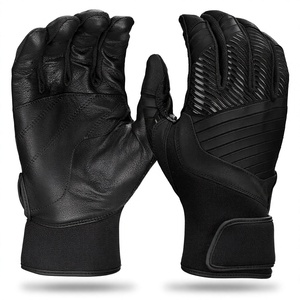 Guantes de bateo de cuero negro con soporte para muñeca, cierre de gancho y bucle, guantes de entrenamiento unisex para adultos, duraderos, transpirables y cómodos - Product Image 2