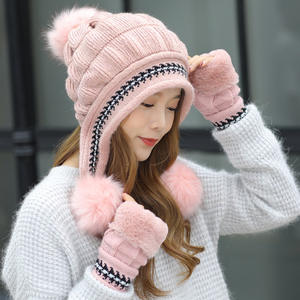 Inter-gorro <span class=keywords><strong>de</strong></span> lana con forro <span class=keywords><strong>de</strong></span> felpa para mujer, protector para las orejas, novedad - Product Image 2