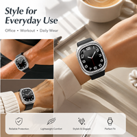 Coque de protection rigide en PC à dos ouvert avec strass en une seule rangée pour Samsung Galaxy Watch7 Ultra Ultra 8 2025 47mm
