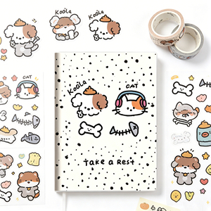 Cute Koala Cat Printed <b>Notepad</b> With Dots Pattern Take A Rest Design PP Cover Sewing Binding <b>A5</b> Size - Product Image 4
