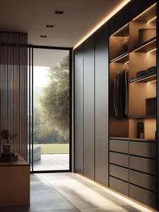 <span class=keywords><strong>Armario</strong></span> Moderno Independiente Personalizado con Puertas de Vidrio, Cajones y Estantes Abiertos para Dormitorio, Sala de Estar o Vestidor - Product Image 2