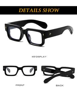 نظارات سوداء مربعة وسميكة بإطار نظارات للنساء والرجال مستطيلات مكتنزة بضوء أزرق نظارات مخصصة بدون وصفة طبية - Product Image 5