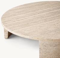 Mobilier moderne de salon table en T en marbre rond à trois pieds table basse table basse en travertin Wyeth pour la maison