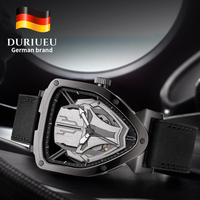 Montre mécanique à remontage automatique pour homme, 41 mm, acier inoxydable, verre saphir, boîtier triangulaire unique, mouvement apparent, bracelet en cuir