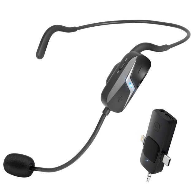 Wireless Condenser Lavalier & Headset Microphones for Classroom and Computer Use Lightweight with LED Lights for Teachers