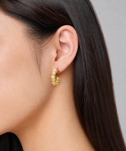 Boucles d'oreilles créoles géométriques en zircon, en acier inoxydable plaqué or 14 carats, or, argent, or rose, ouvertes, style Huggie - Product Image 2