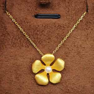 Collier pendentif minimaliste en forme de fleur en argent 925 plaqué or UM Jewelry, perle d'eau douce naturelle, unisexe, fiançailles, mariage - Product Image 4