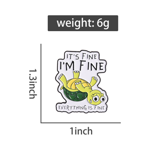 Spilla a Forma di Tartaruga 'Tutto Va Bene, Stai Bene, Tutto Va Bene' in Smalto, Stile Cartone Animato, Tartaruga Capovolta, Distintivo da Risvolto, Regalo Divertente - Product Image 2