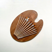 Fabricant Fourniture Triplex Board Emballage thermorétractable 12 tiges en bois Ensemble de pinceaux pour cheveux en nylon Outils de pinceaux pour peinture à l'huile