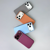 Étui de téléphone en cuir végétalien JOYPORODO V-L06 pour iPhone 13 14 15 16 17 18 Pro Max, chargement magnétique sans fil, dos fin, toucher doux