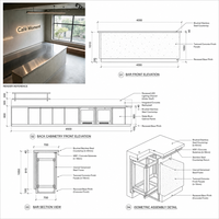 Comptoir de café en acier inoxydable pour usine, bar industriel, boutique, comptoir de présentation personnalisé pour café